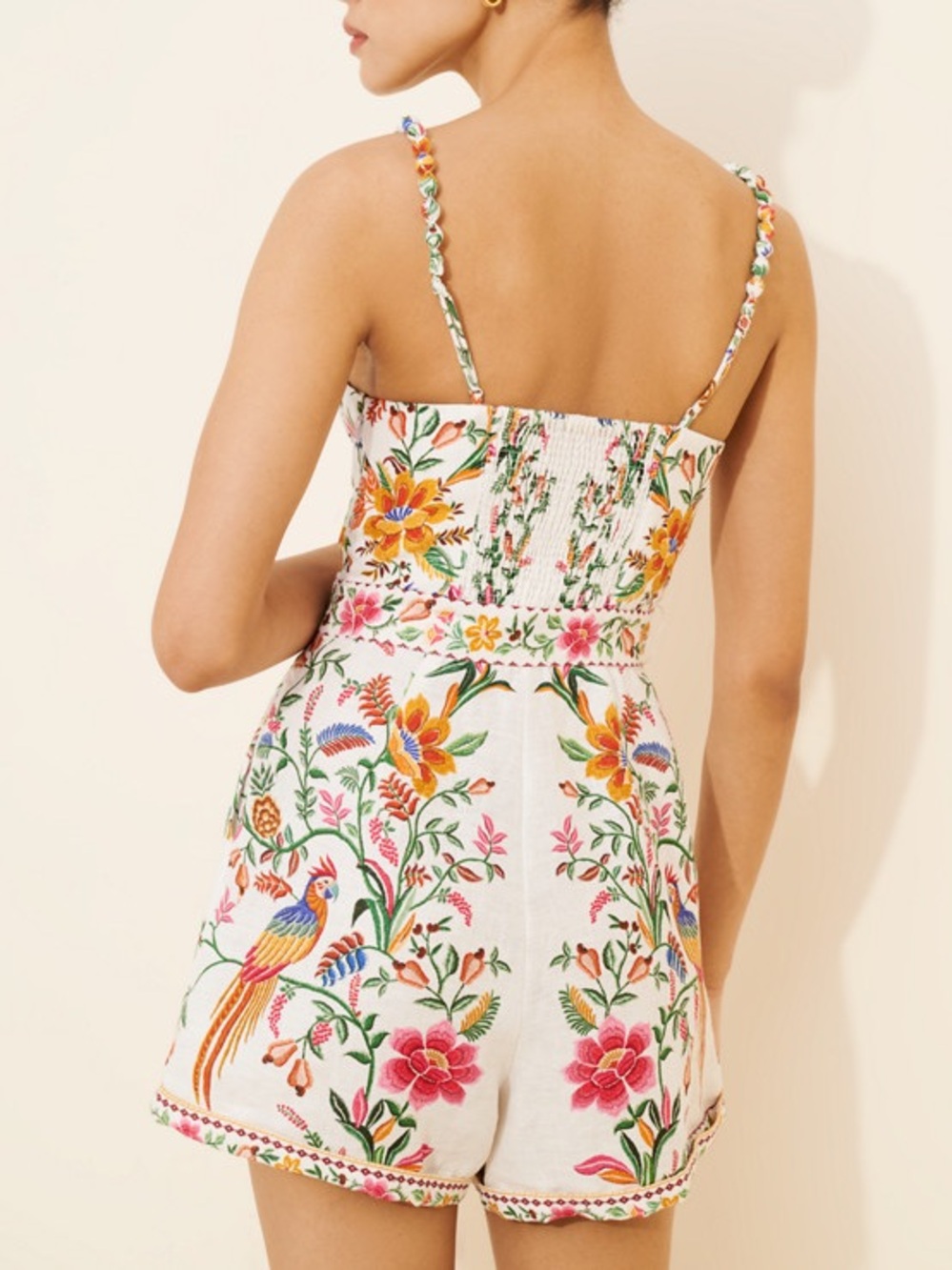 FARM Rio Delicate Forest Linen Romper Size XS - Picture 5 of 9